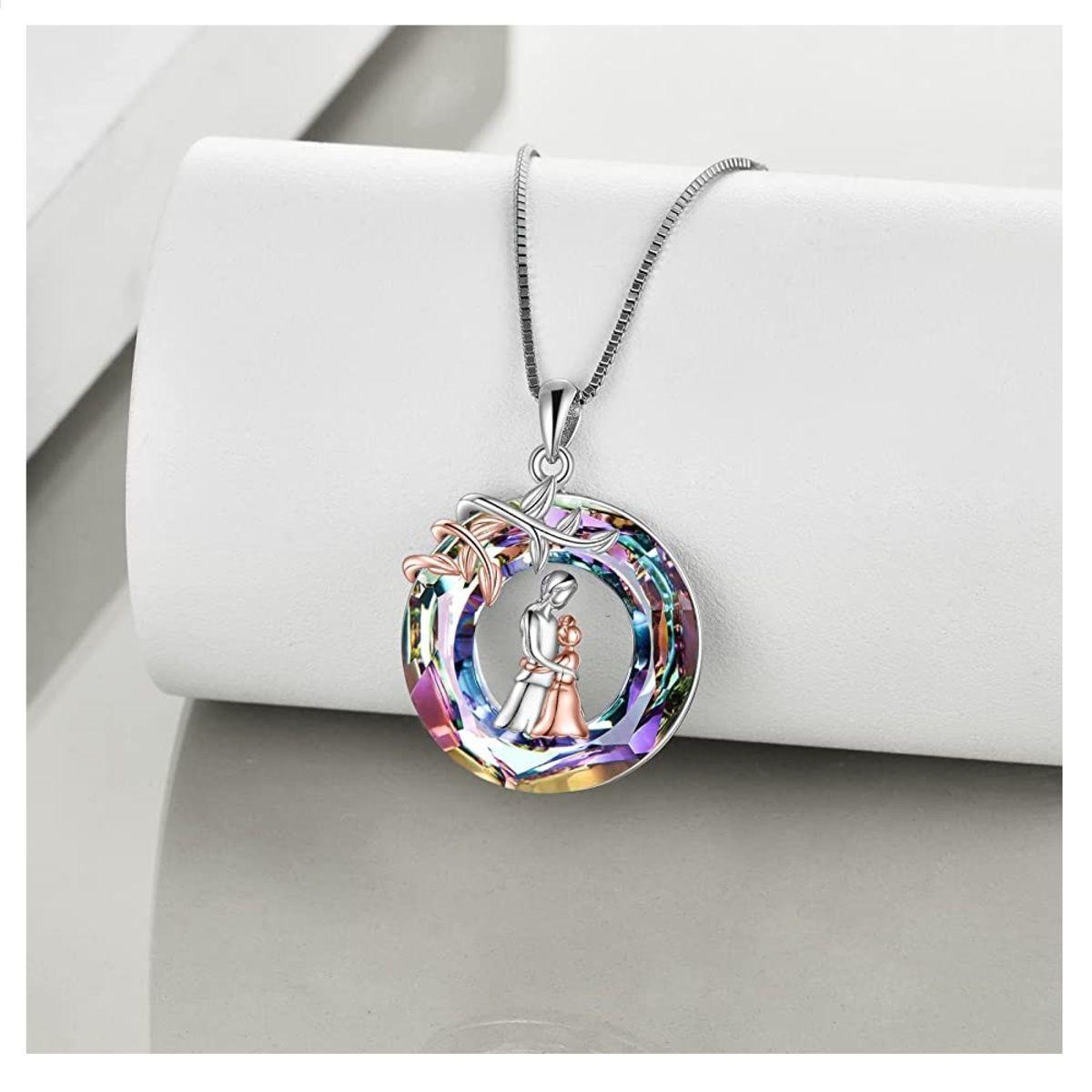Collar Mamá Hija Cristal Plata S925-2