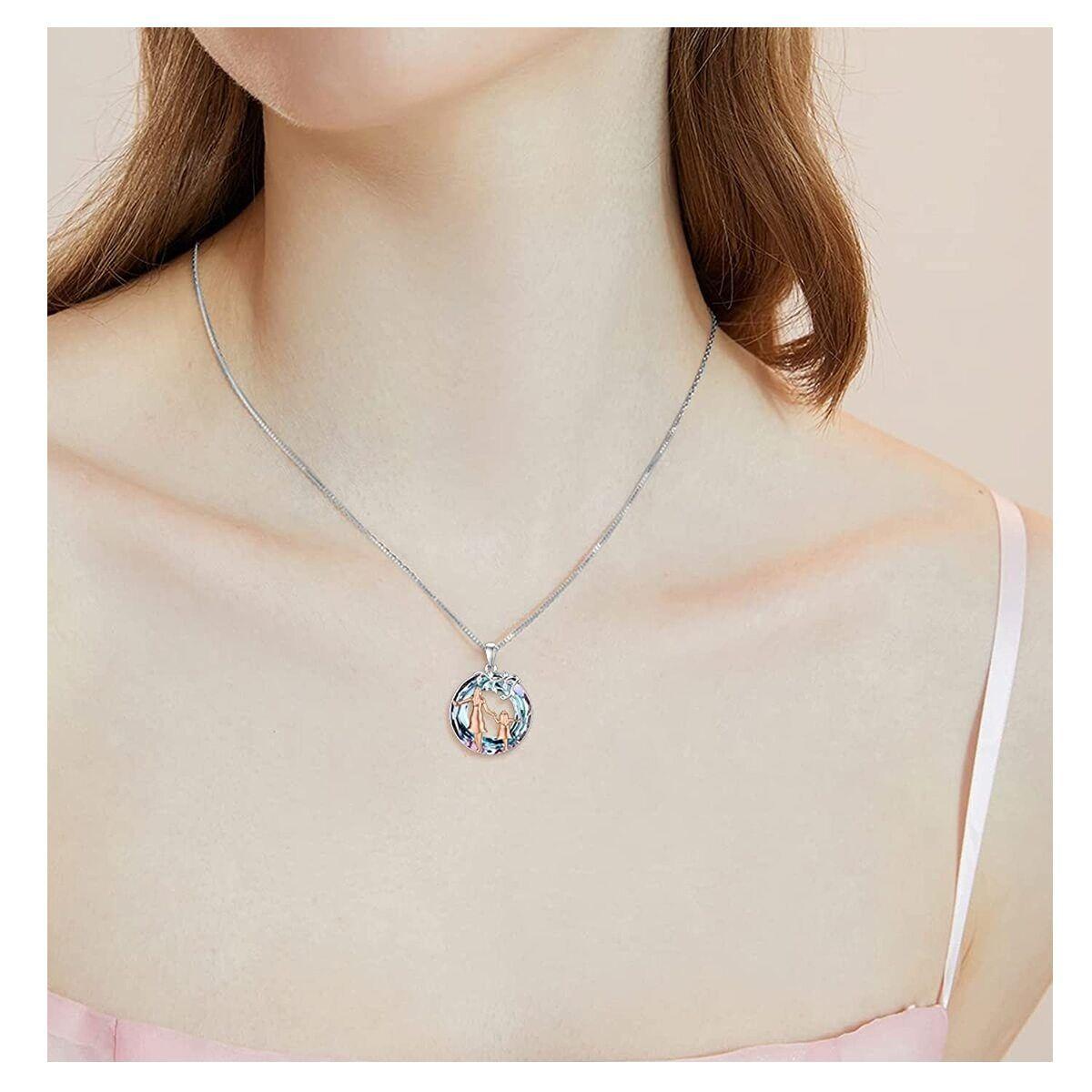 Collar Mamá Hija Cristal Plata 925-2