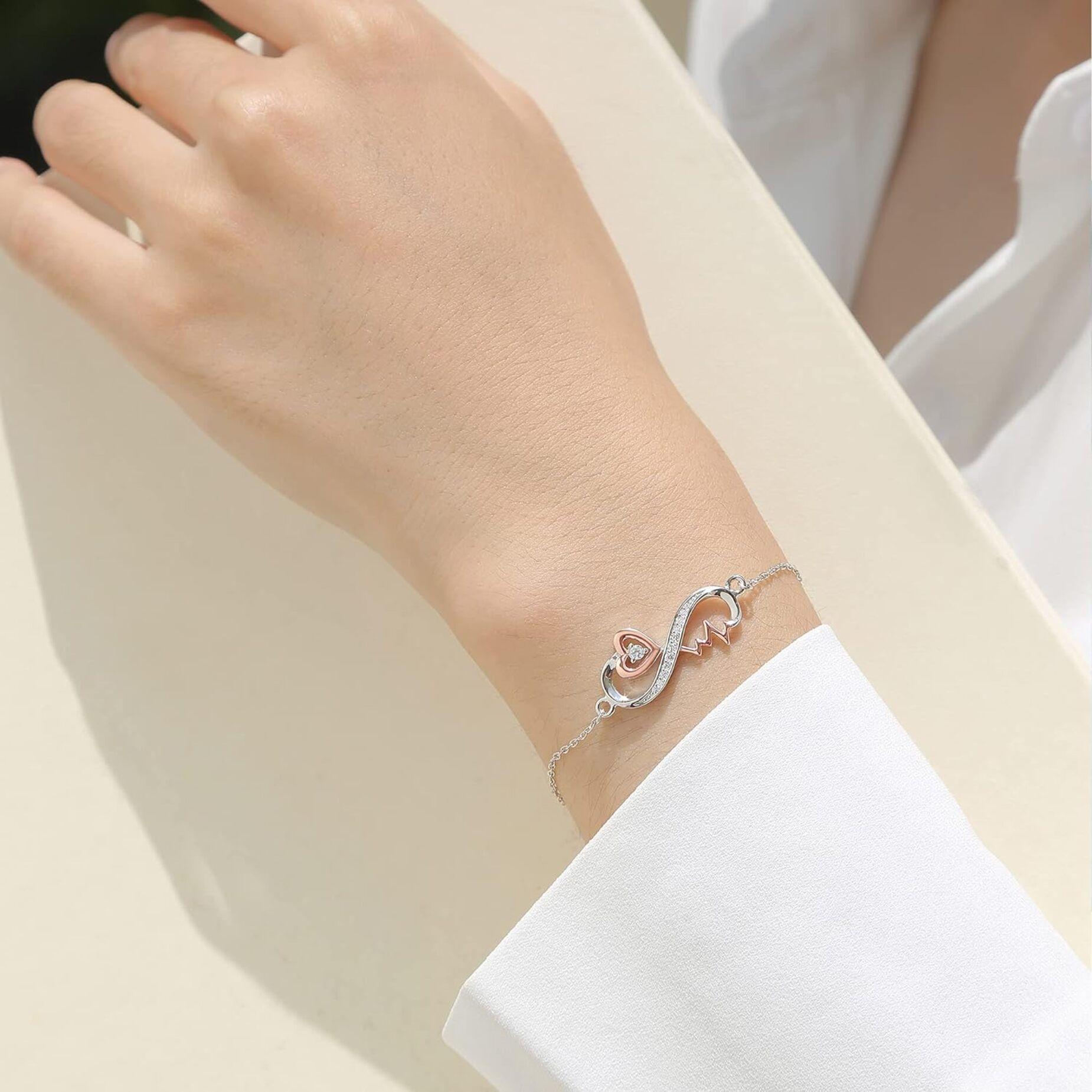 Pulsera Infinito Plata 925 Baño Oro Rosa-2