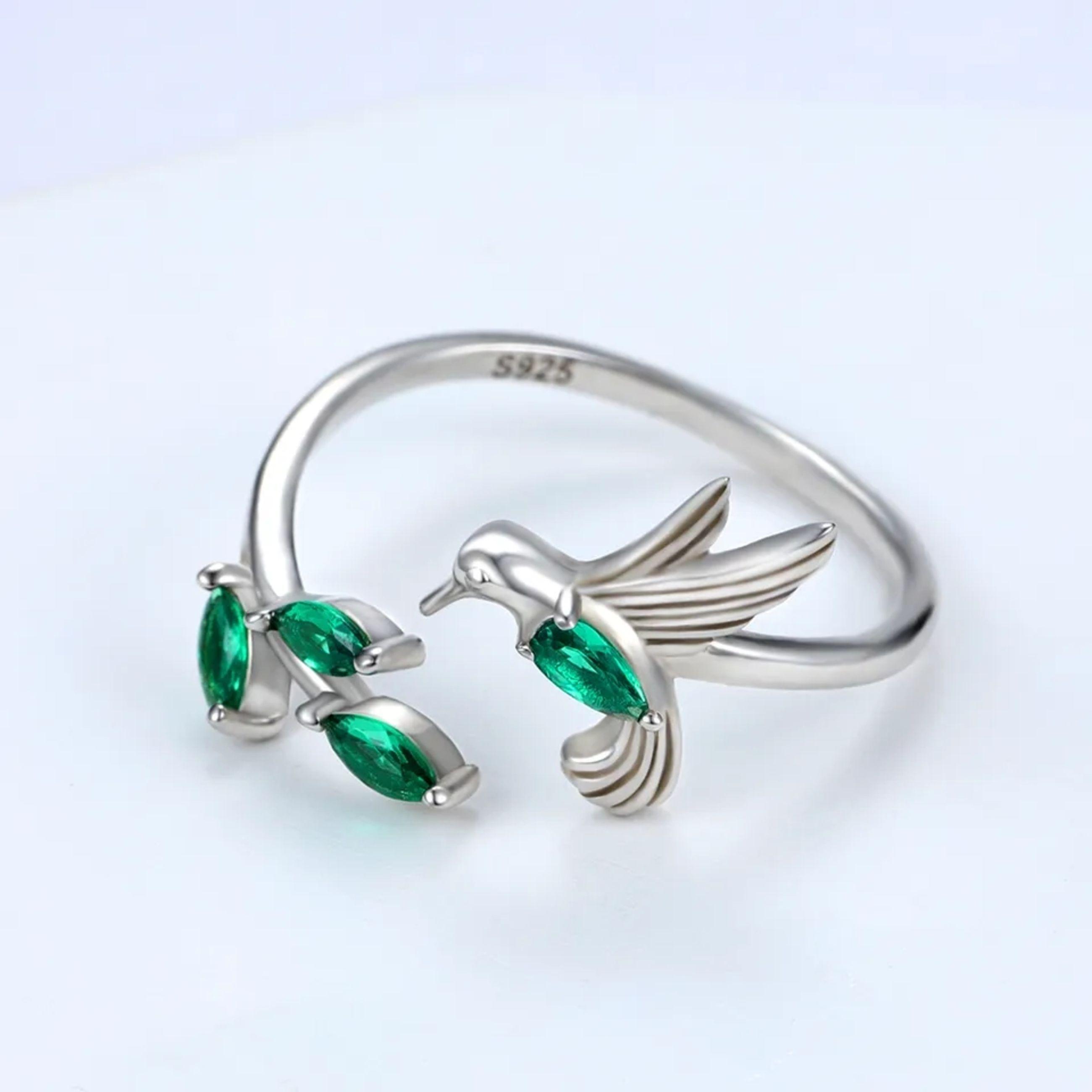 Anillo Colibrí Ajustable Plata 925-2