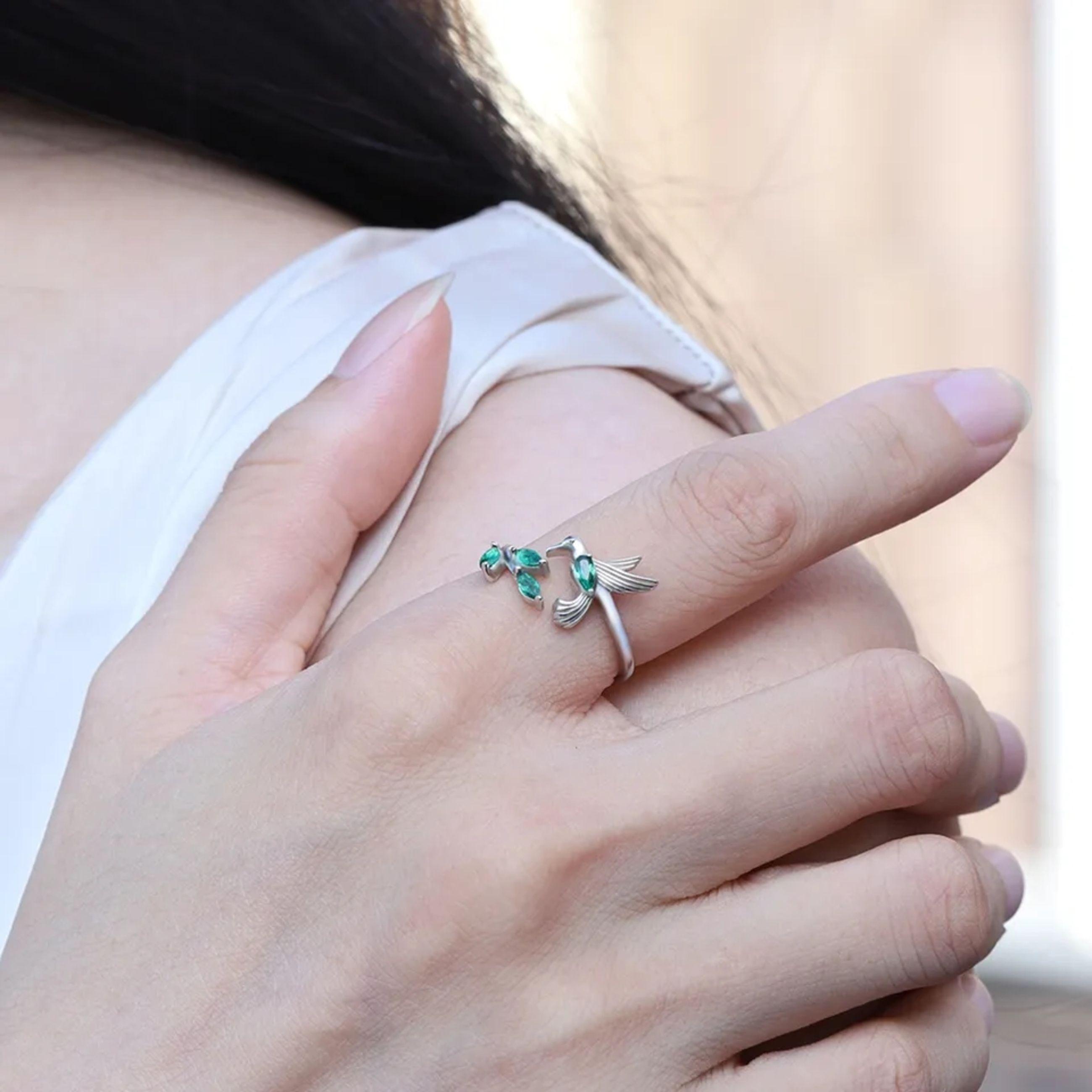 Anillo Colibrí Ajustable Plata 925-3