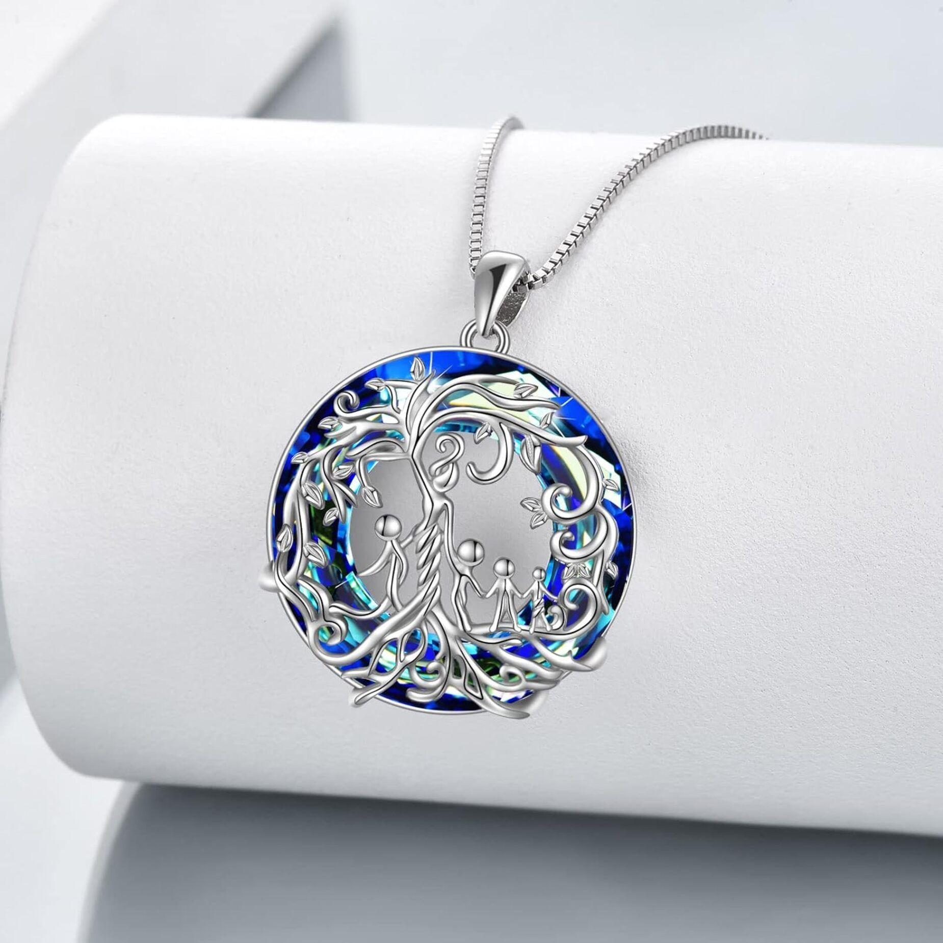 Collar Mamá Cuatro Hijos Plata 925 Cristal-2