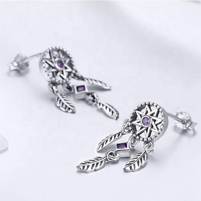 Aros Atrapasueños Plata 925 Amatista-2