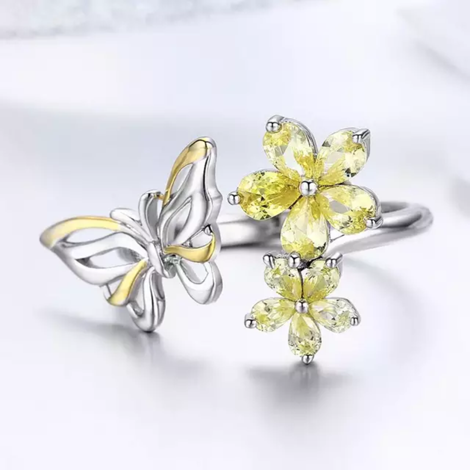 Anillo Mariposa Ajustable Plata 925-2