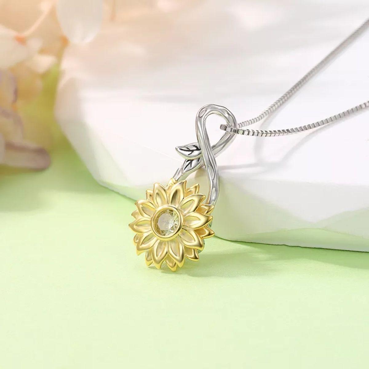 Collar Girasol Giratorio Anti Estres Plata 925-1