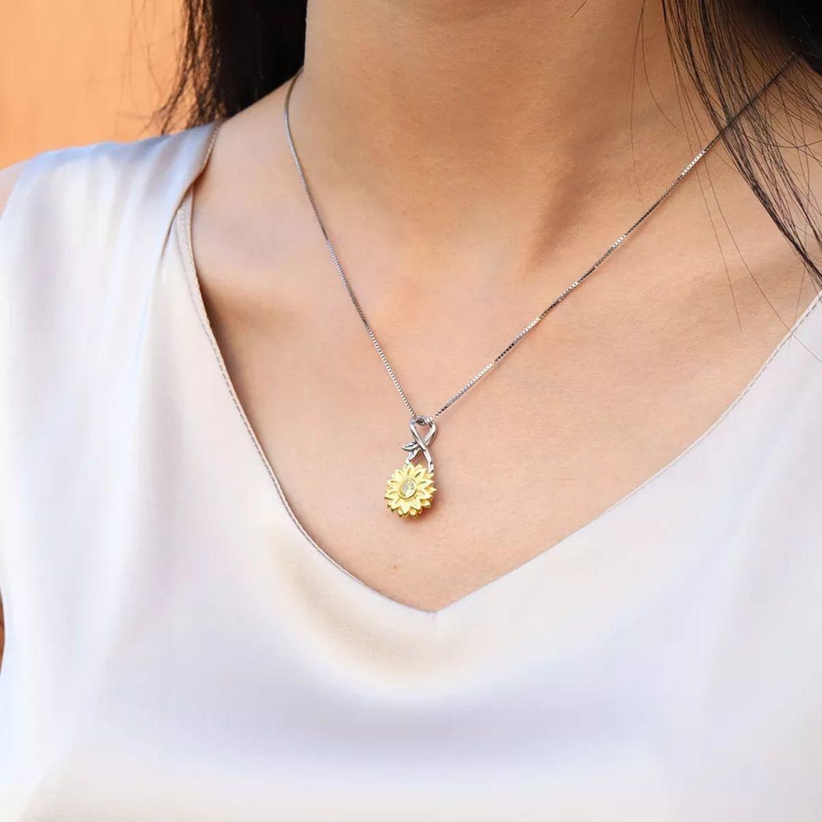 Collar Girasol Giratorio Anti Estres Plata 925-2