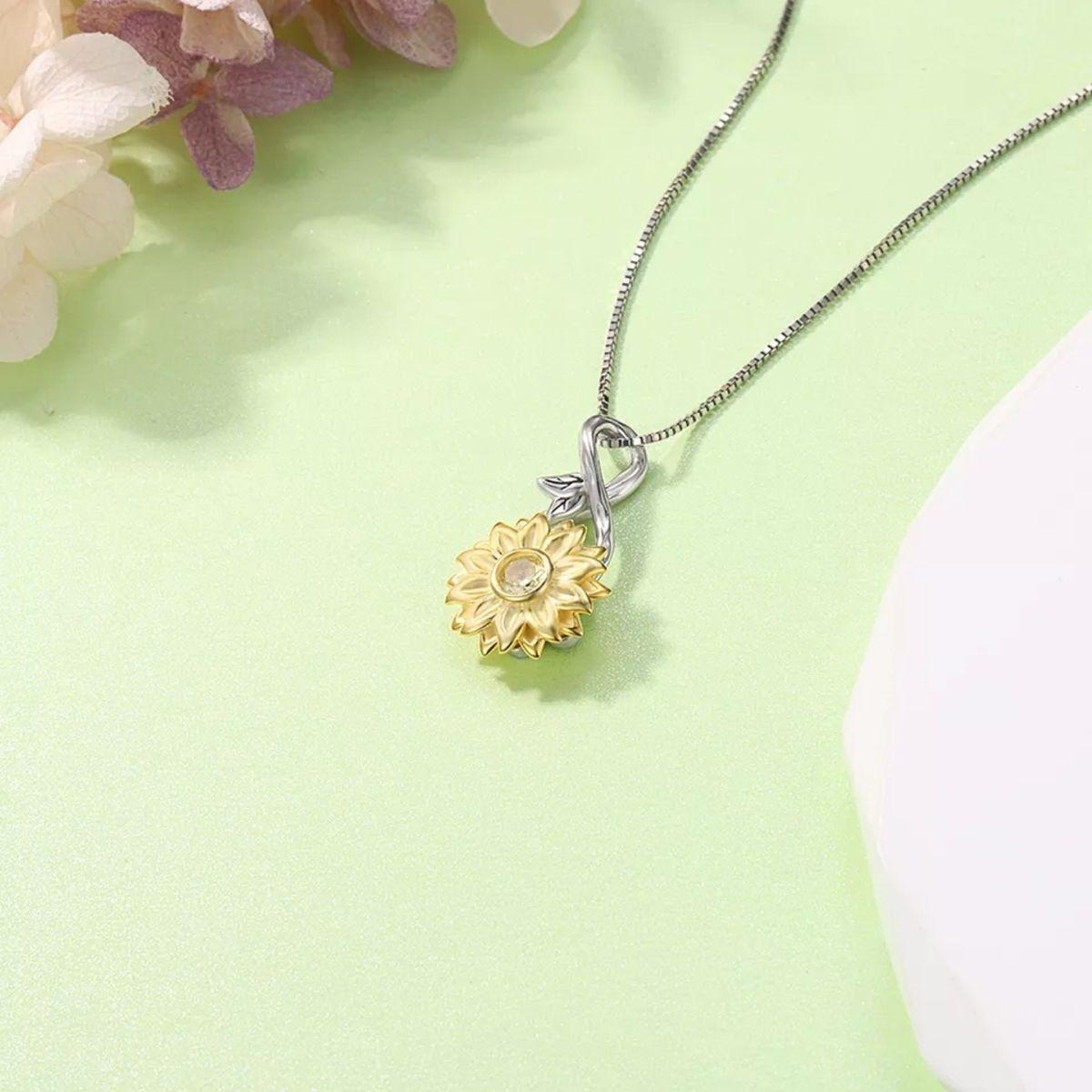 Collar Girasol Giratorio Anti Estres Plata 925-3
