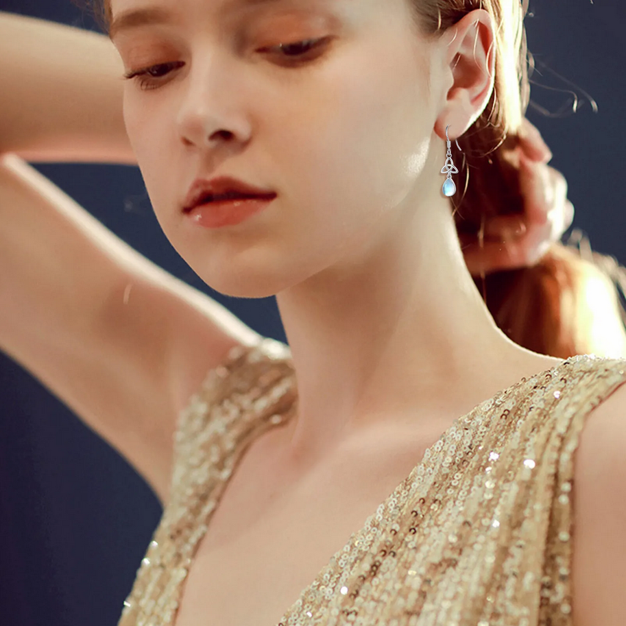 Aros pendientes plata 925 nudo de bruja piedra luna-2