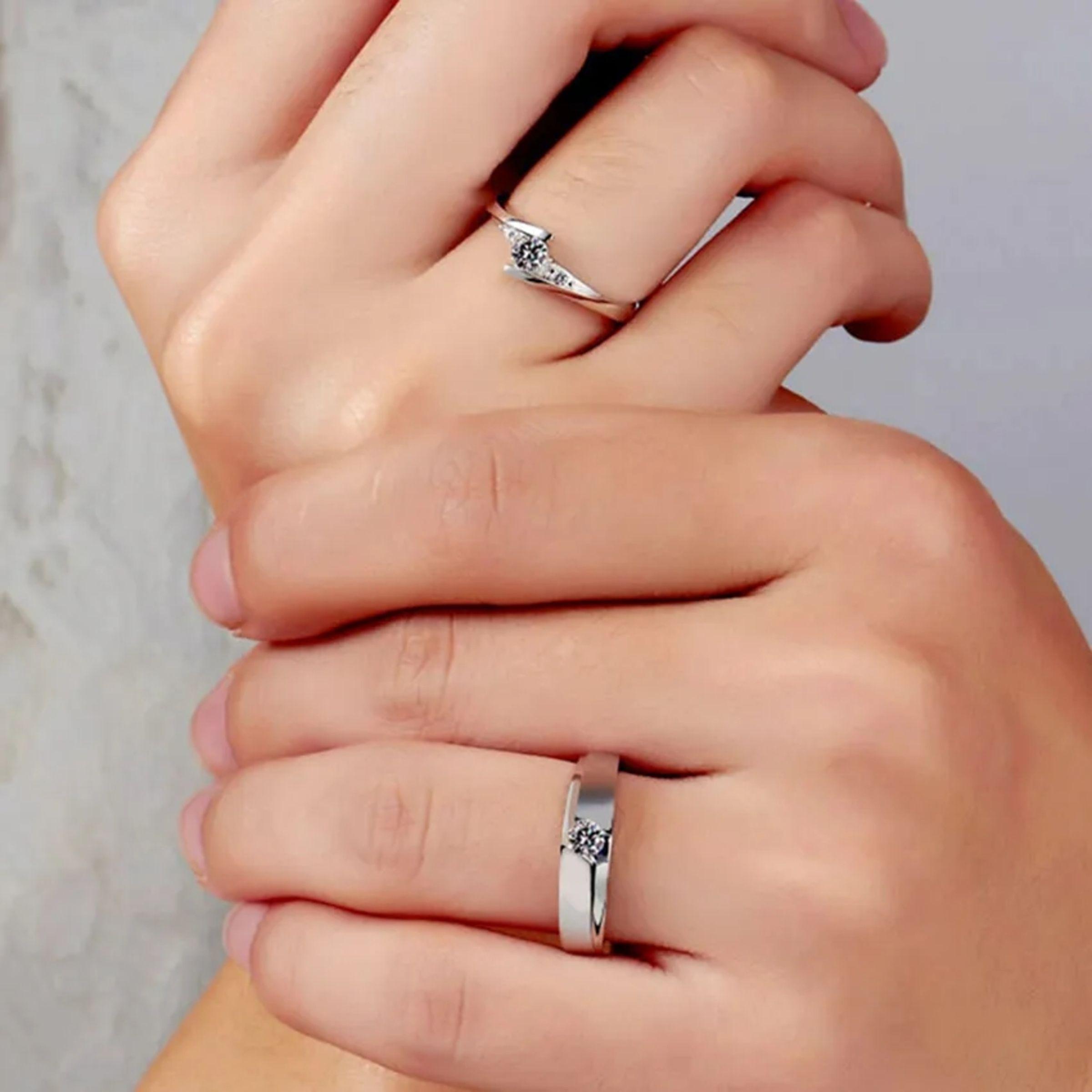 Anillos Pareja Ajustables Plata S925 Elegantes Ilusiones-3