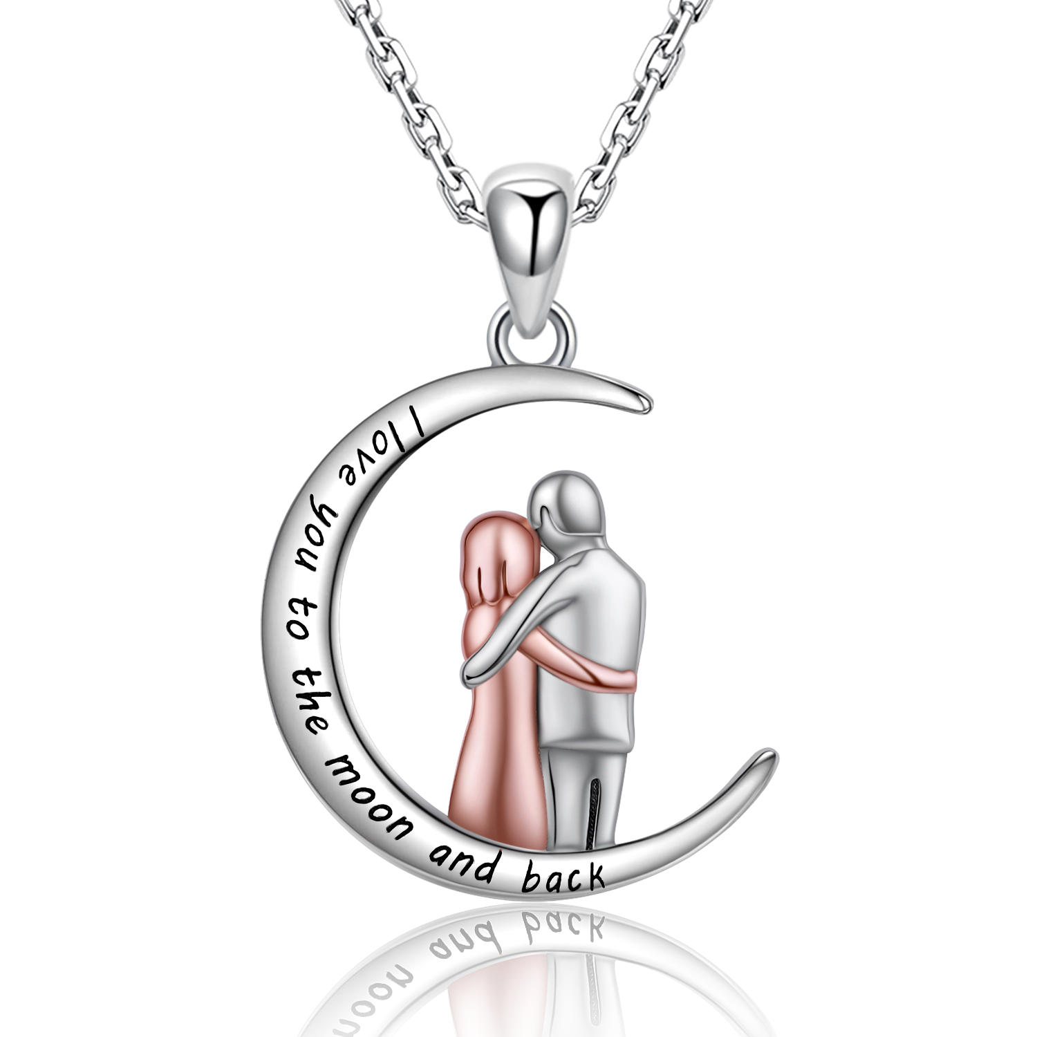 Collar Pareja Plata 925 Luna Amor-0
