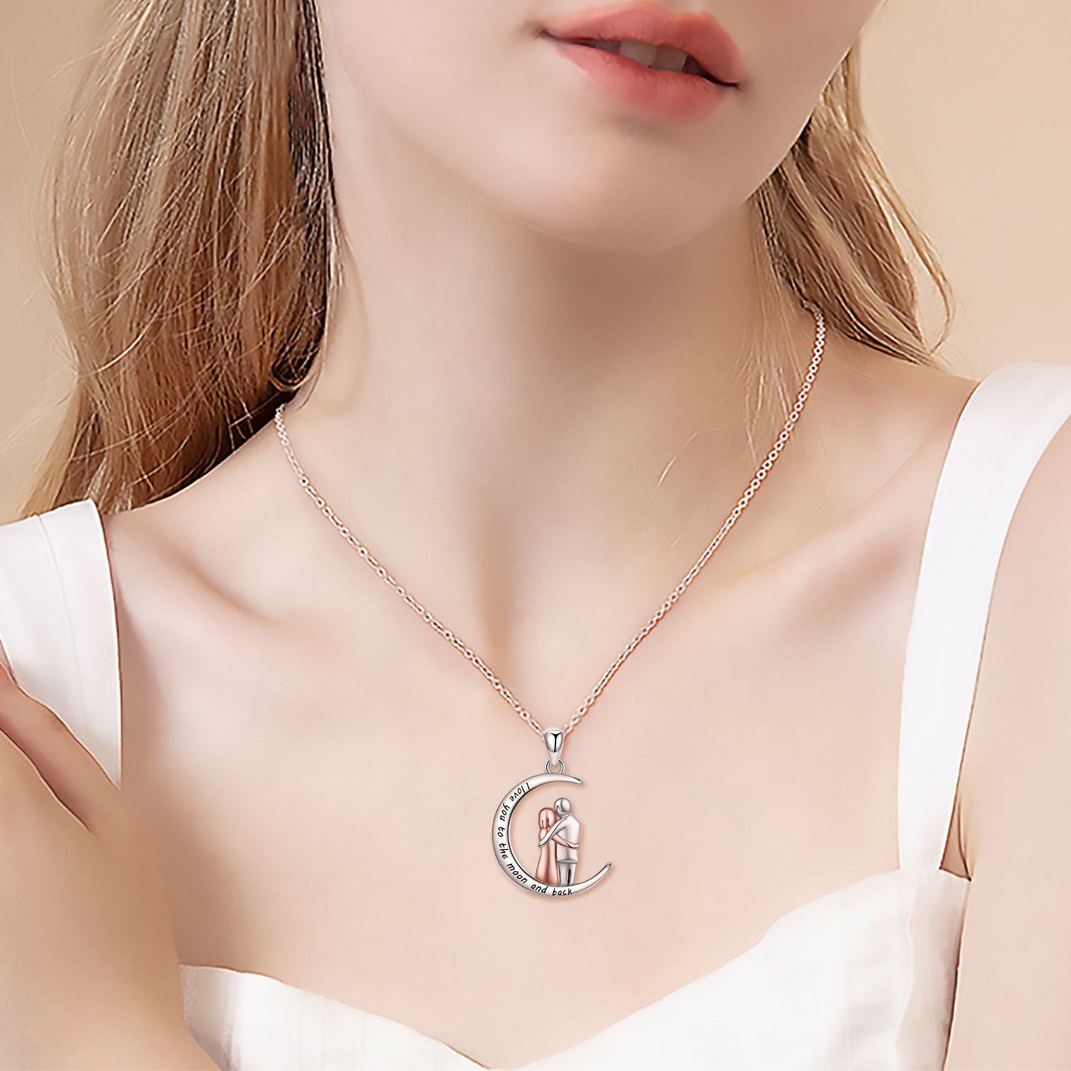 Collar Pareja Plata 925 Luna Amor-2