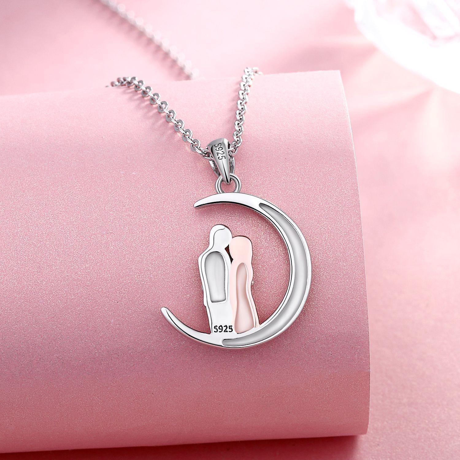 Collar Pareja Plata 925 Luna Amor-1