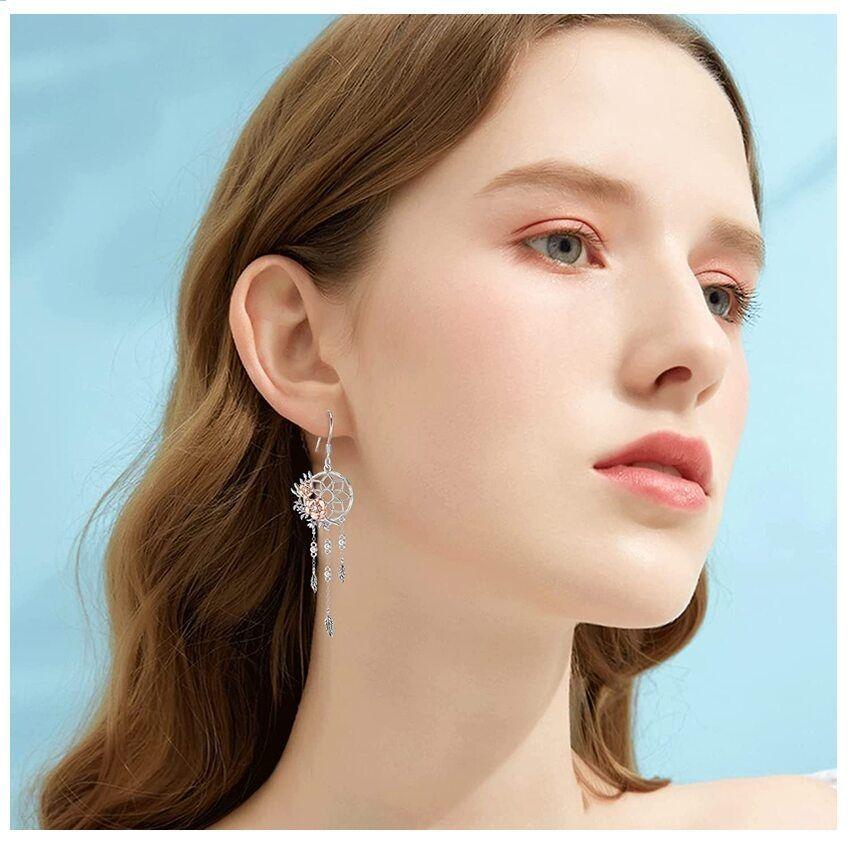 Aros Atrapasueños Rosa Plata 925-2
