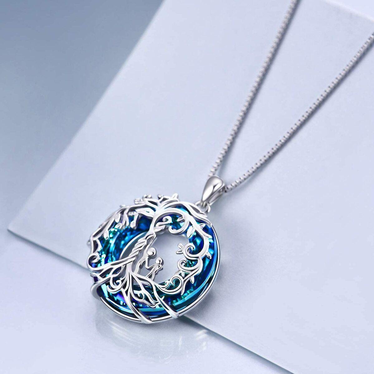 Collar Mamá y Dos Hijos Plata 925 Cristal-2