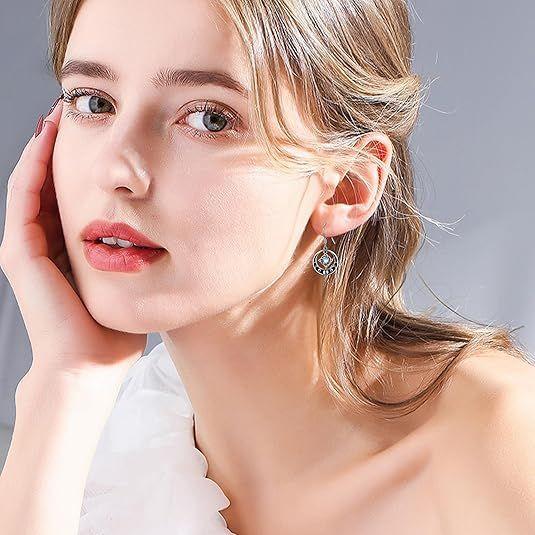 Aros plata 925 nudo de bruja triqueta piedra luna-2