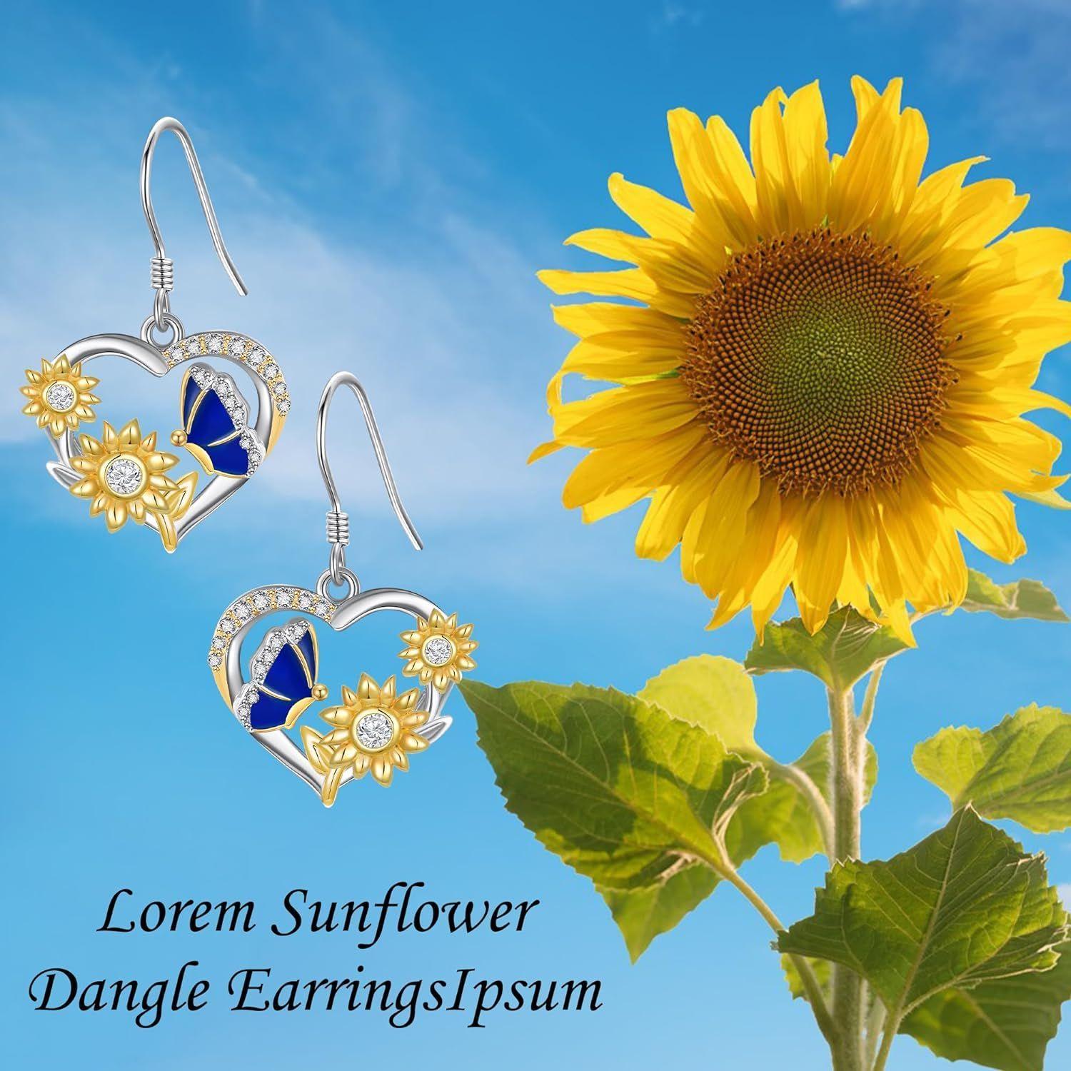 Aros girasol mariposa plata 925 mujer joya-3