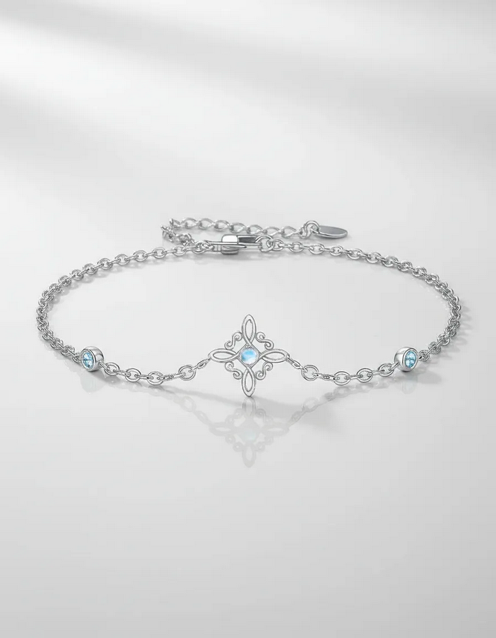 Pulsera Plata 925 nudo de bruja piedra luna-2