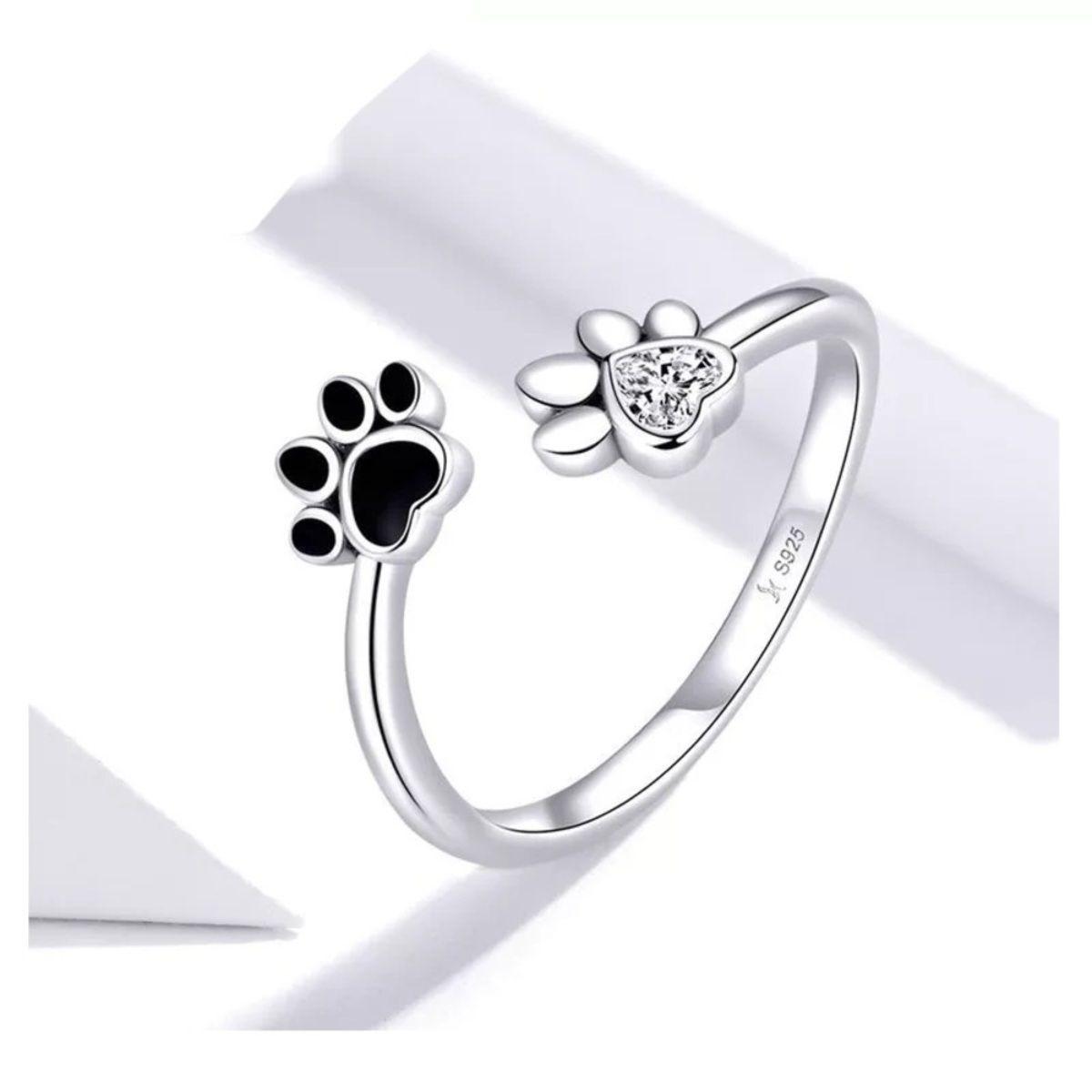 Anillo Huella Mascota Ajustable Plata 925-2