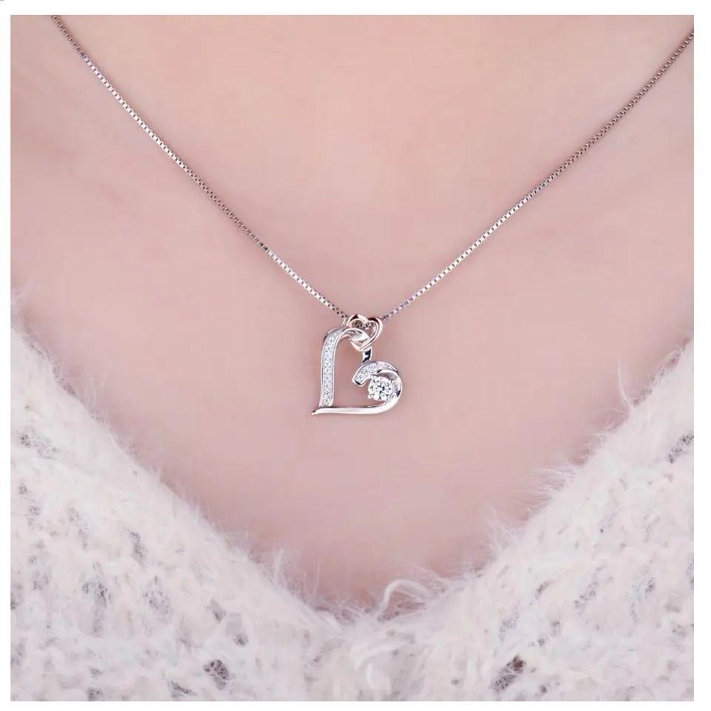 Collar Corazon Rosa Plata 925-2