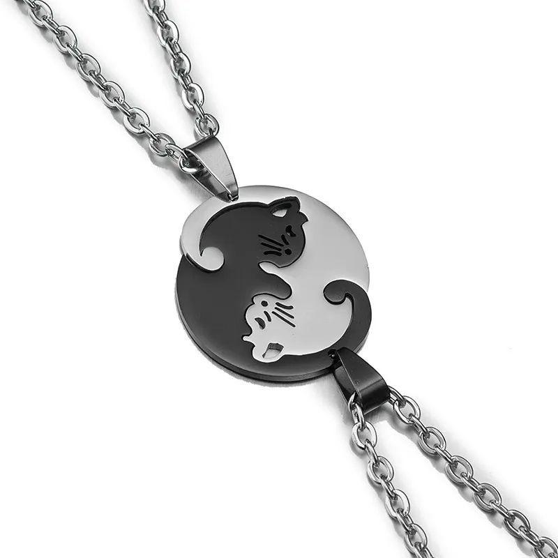 Collar Gatos Parejas Plata 925-2