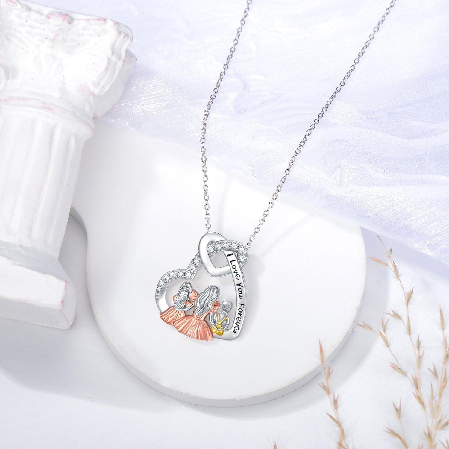 Collar mamá dos hijos plata 925-2