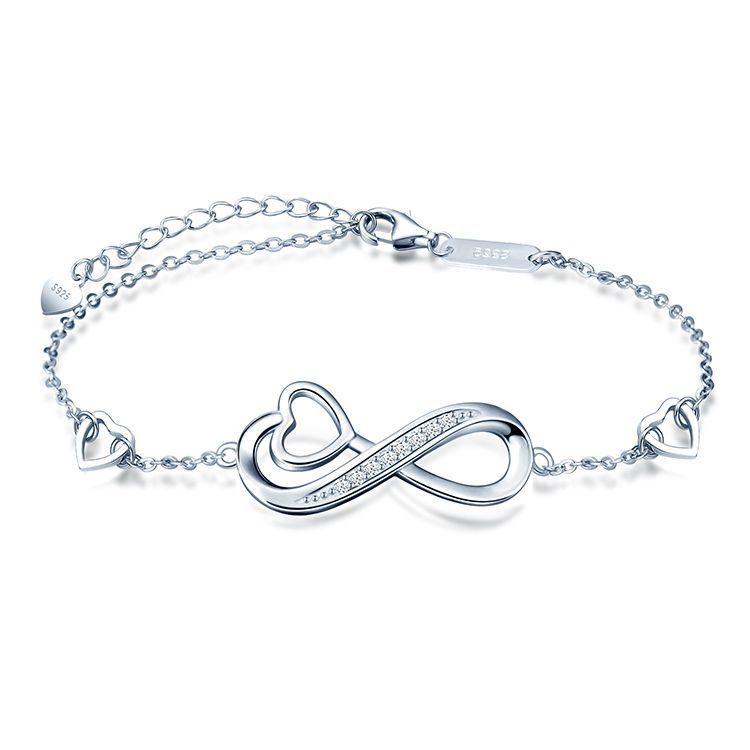 Pulsera Infinito Corazón moda  Plata 925-0