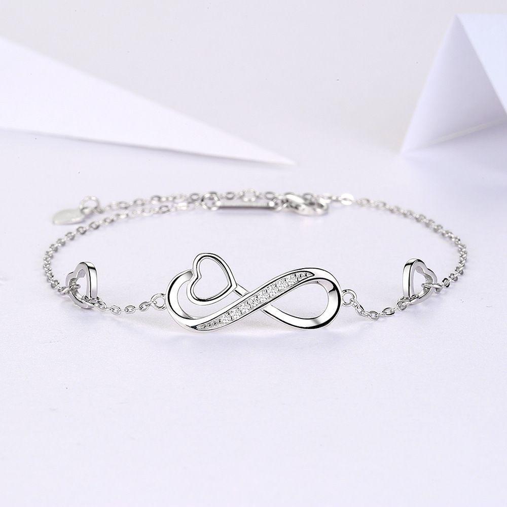 Pulsera Infinito Corazón moda  Plata 925-3