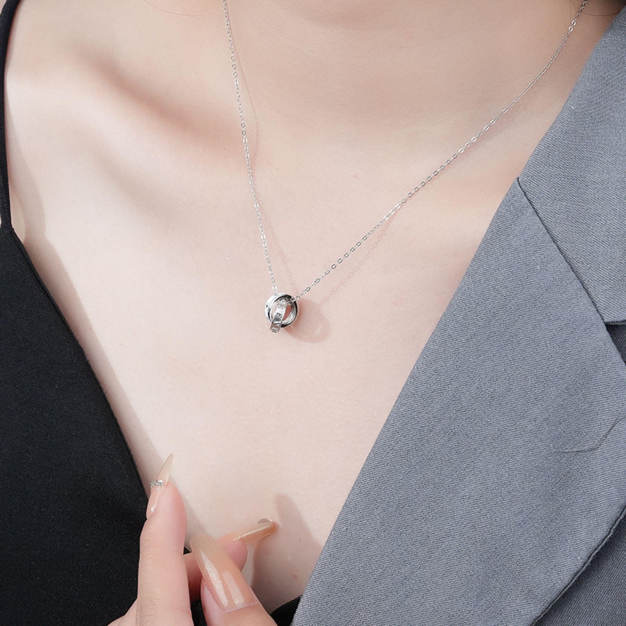 Collar Argollas Parejas Pack Compromiso Aniversario Regalo Plata 925-2