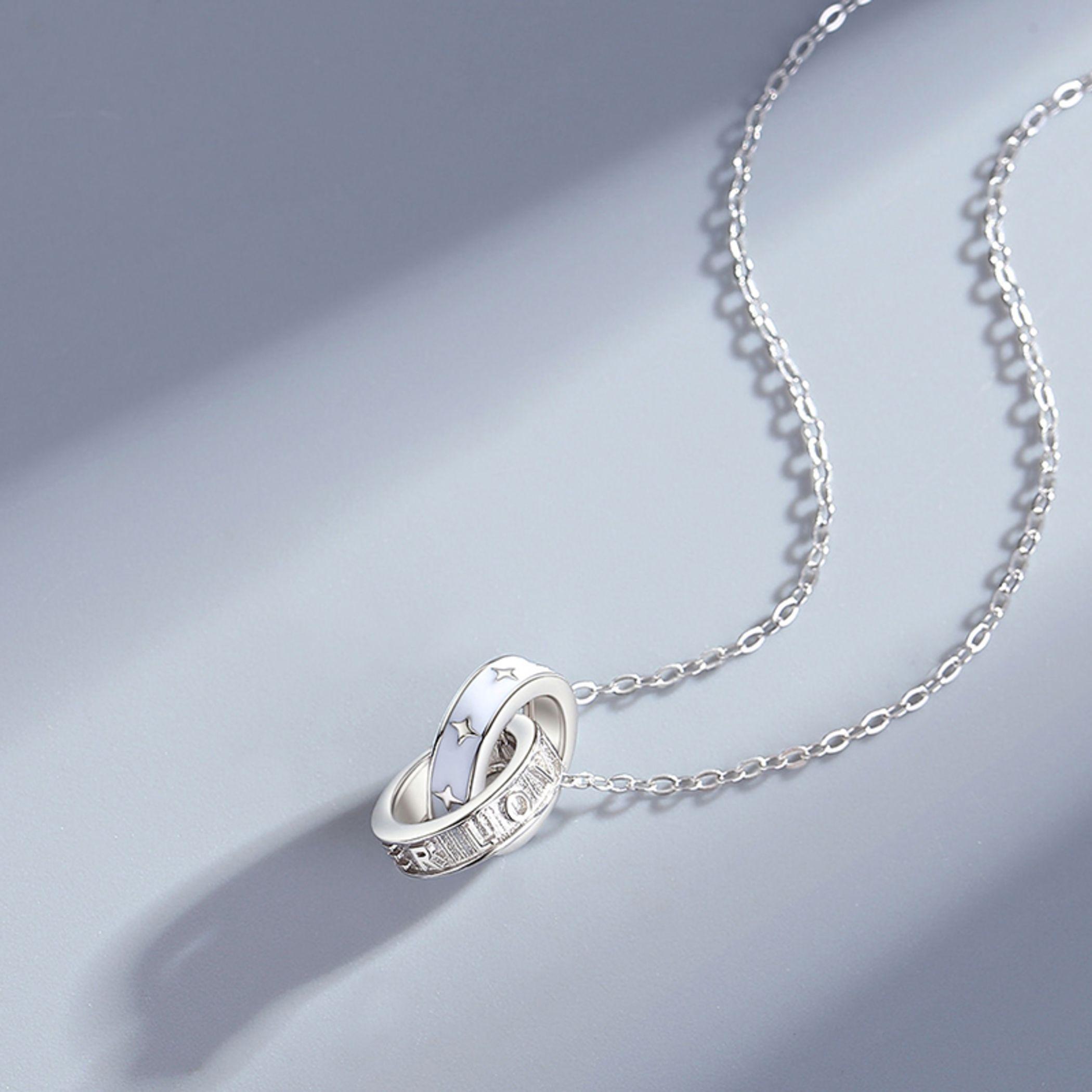 Collar Argollas Parejas Pack Compromiso Aniversario Regalo Plata 925-4