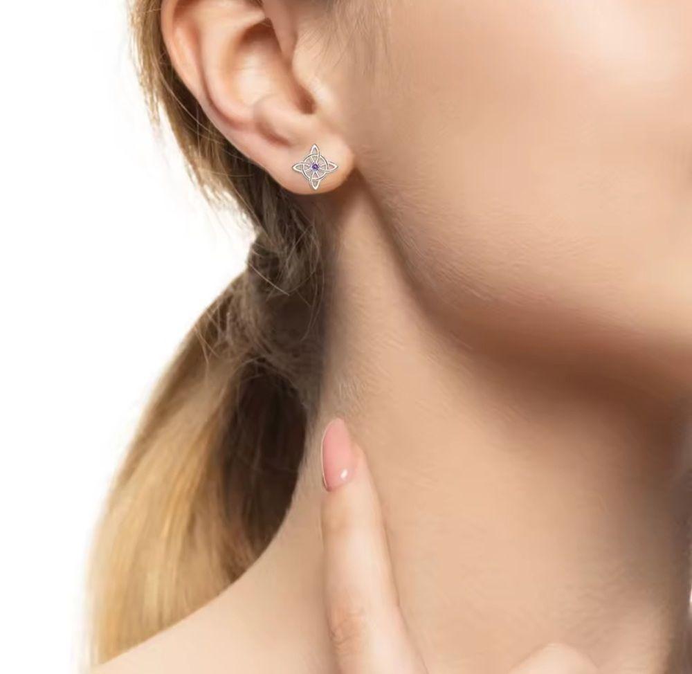 Aros plata 925 nudo de bruja amatista-2