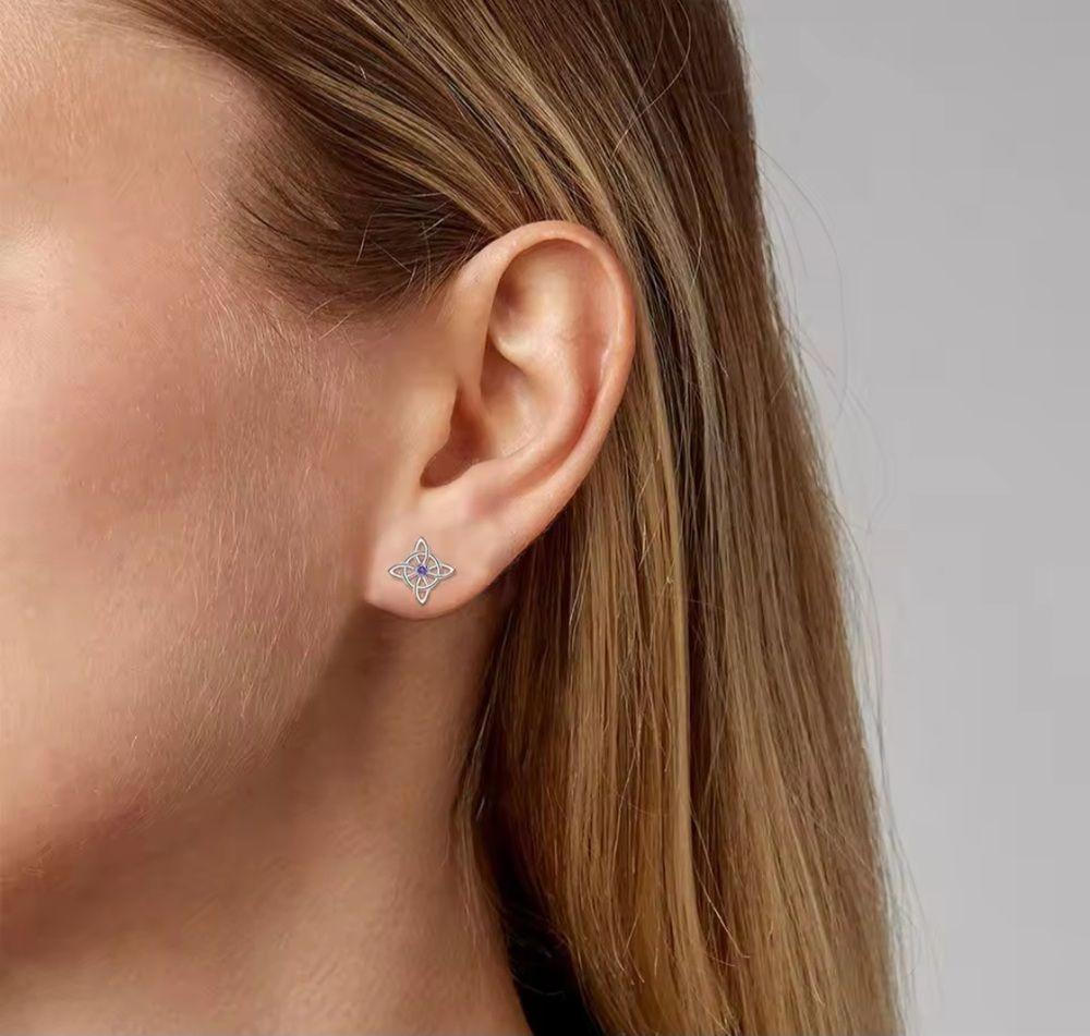 Aros plata 925 nudo de bruja amatista-3