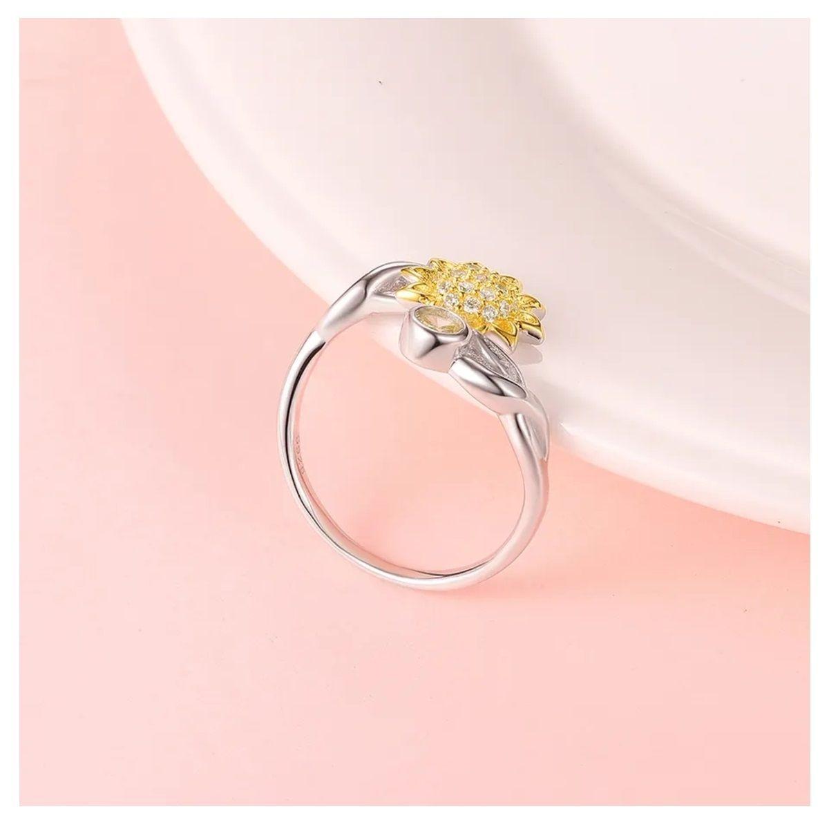 Anillo Girasol Ajustable Plata 925-2
