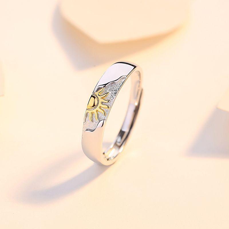Anillos Parejas Sol Y Luna Ajustables Plata 925-4