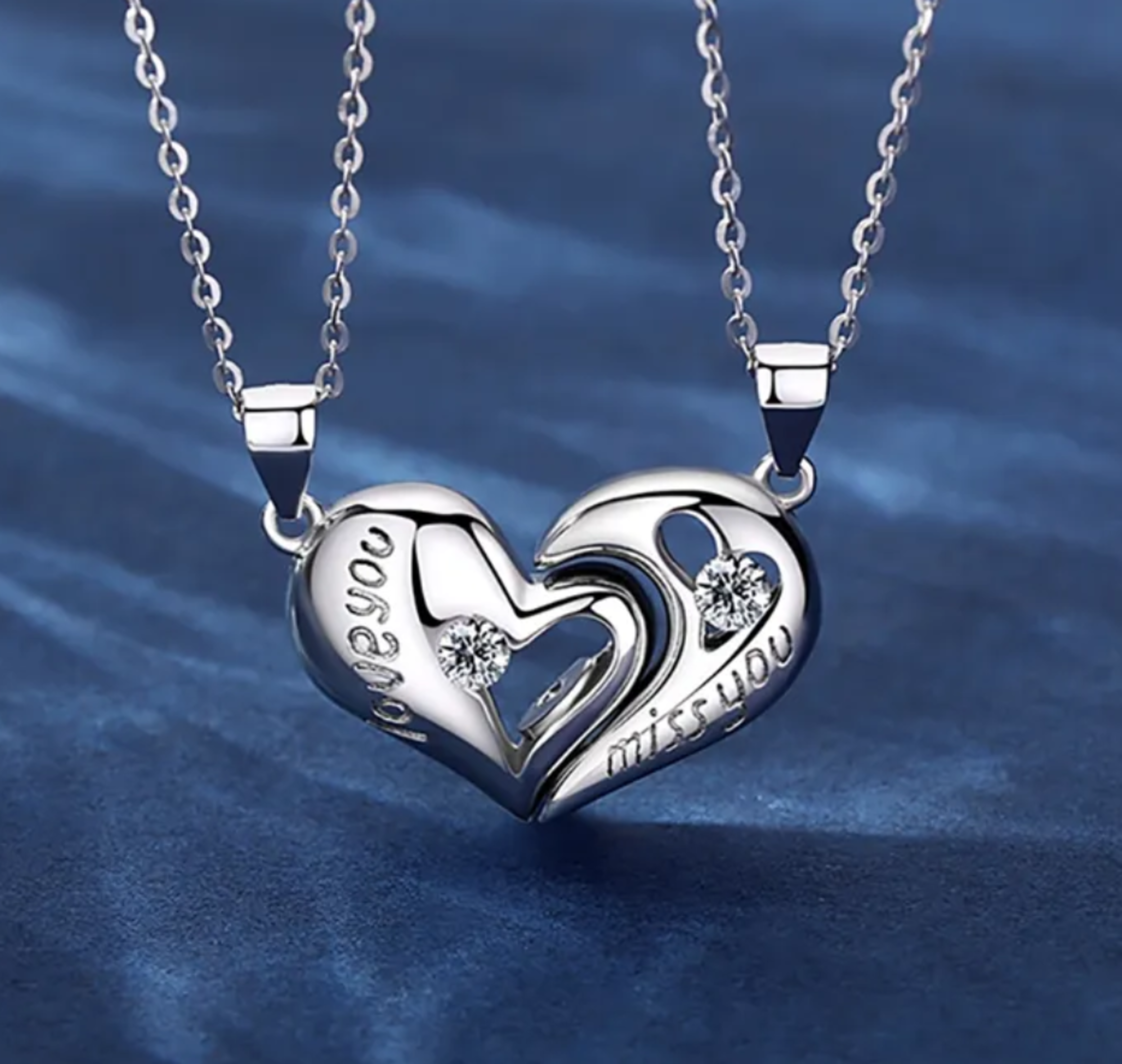 Collar Corazón Imanes Pareja Plata 925-4