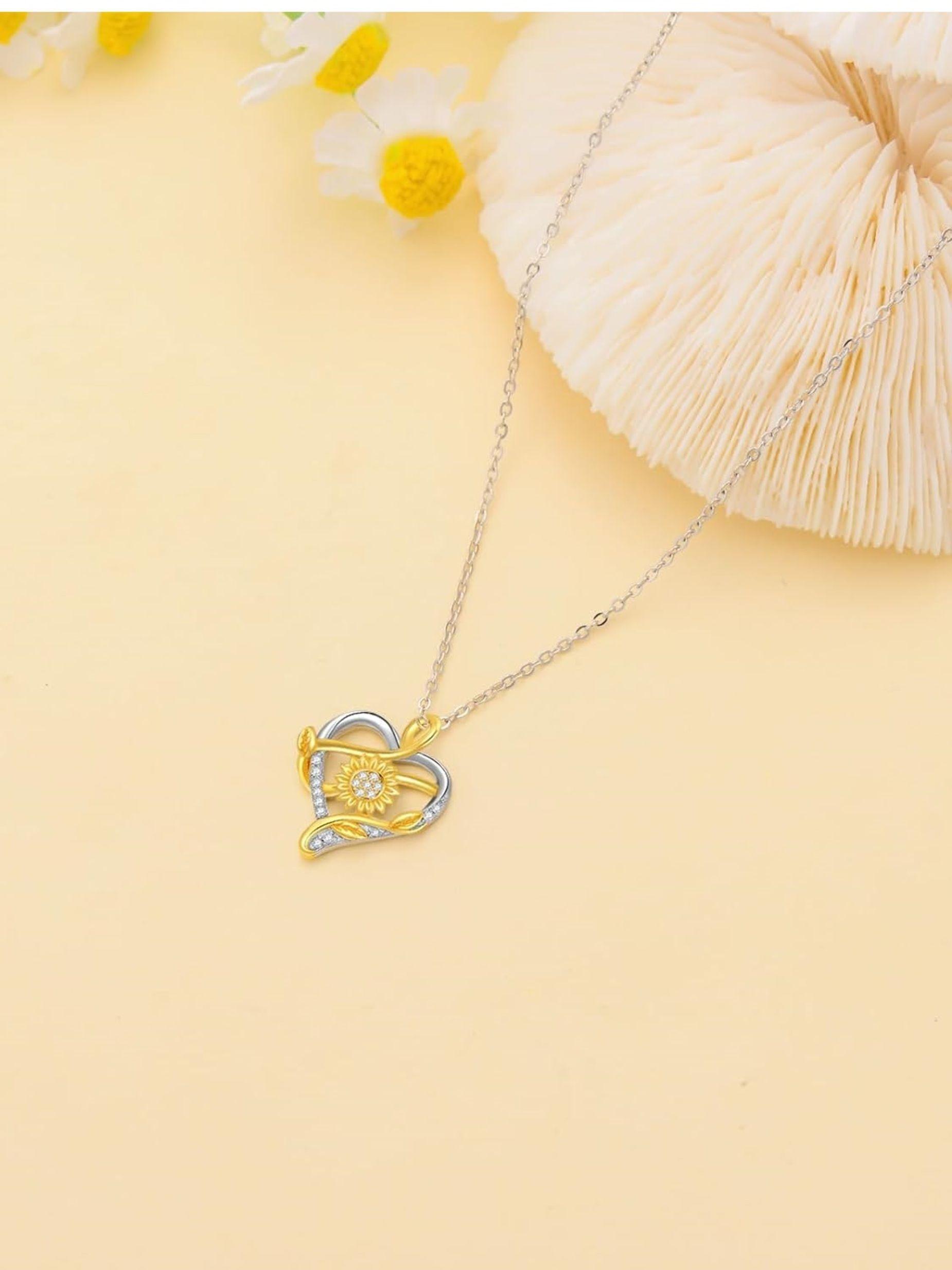 Collar Girasol Elegante Plata 925 Mujer Joya-2