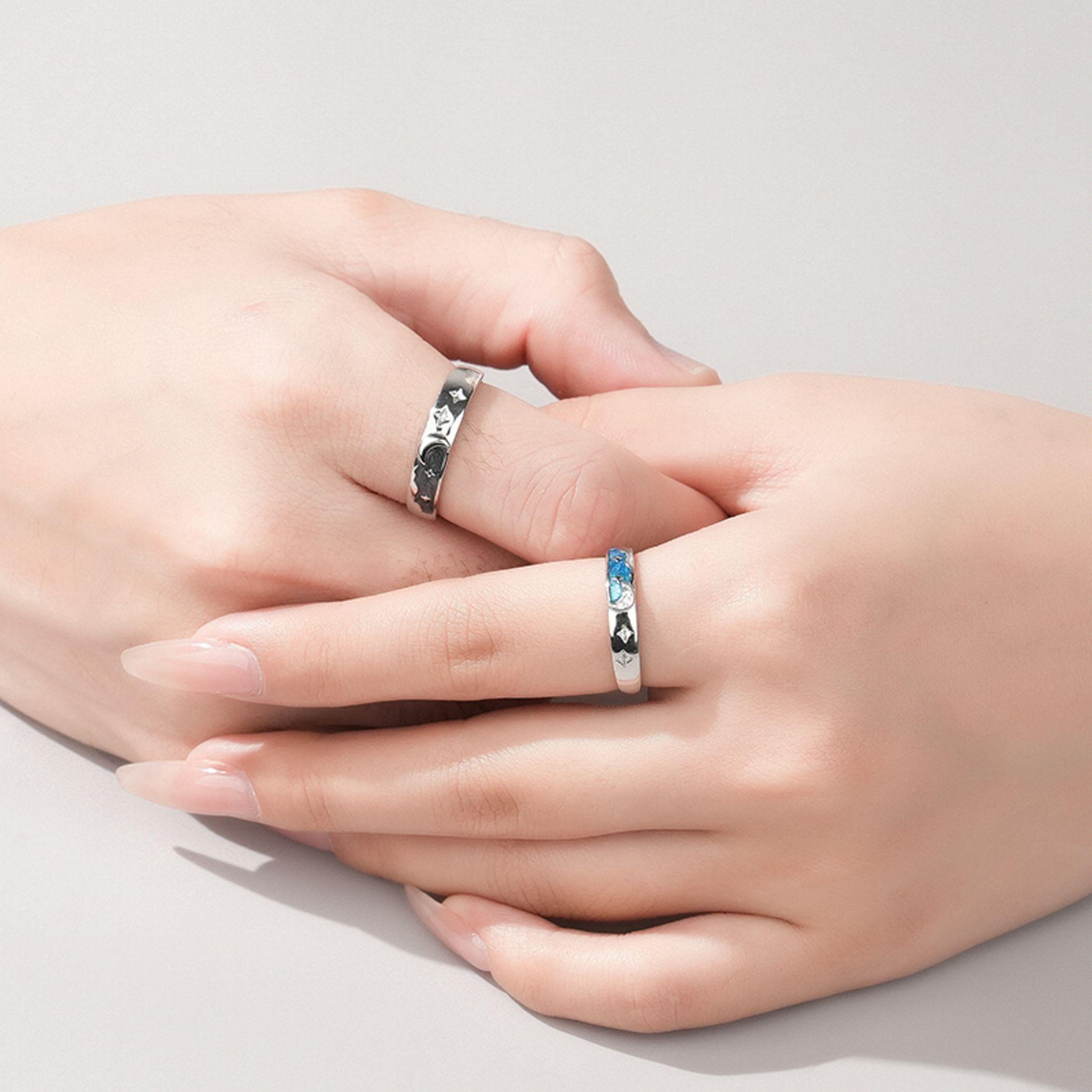 Anillos Parejas Van Gogh Luna Ajustables Plata 925-4