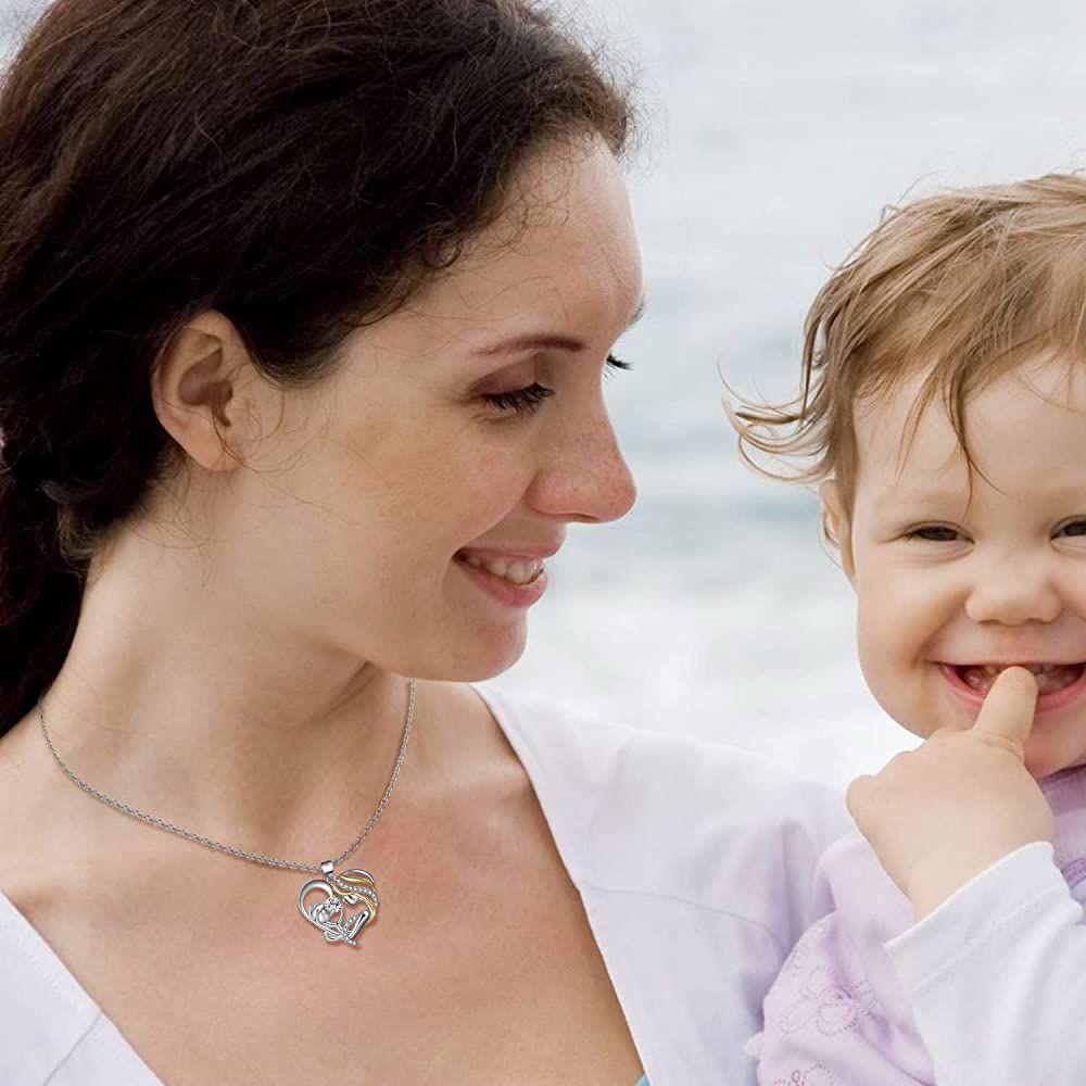 Collar Mamá y Bebé Plata 925-2