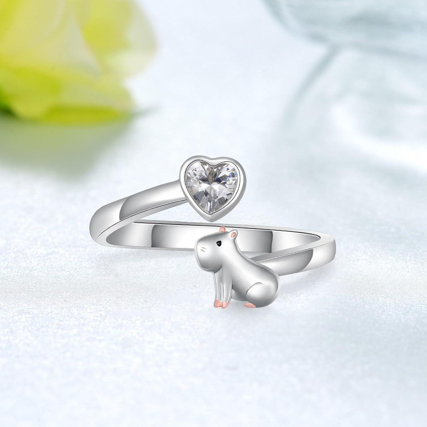 Anillo capibara ajustable plata 925-2