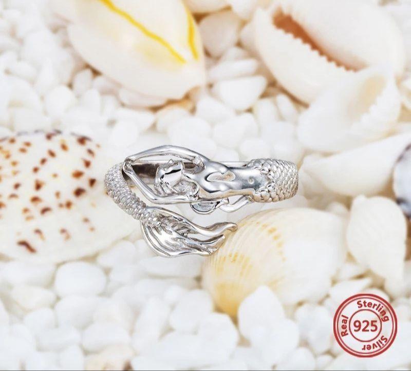 Anillo Sirena Ajustable Moda Plata 925-2