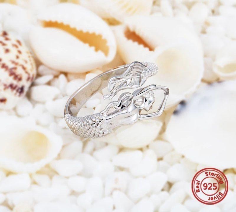 Anillo Sirena Ajustable Moda Plata 925-1