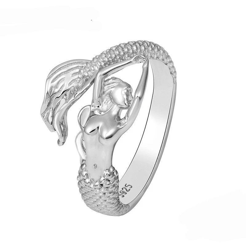 Anillo Sirena Ajustable Moda Plata 925-0