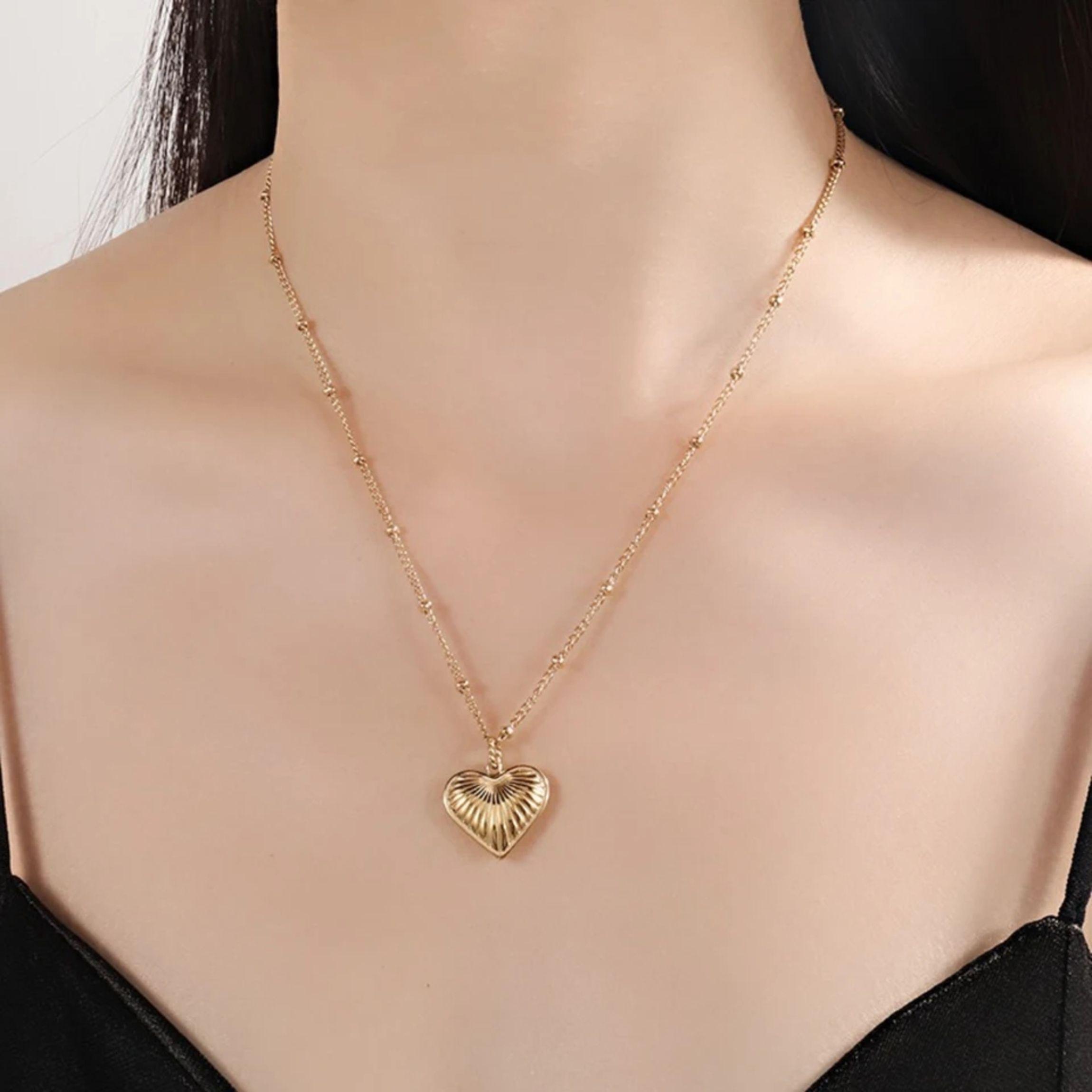 Collar Corazón Plata S925 Bañado En Oro Elegante-4
