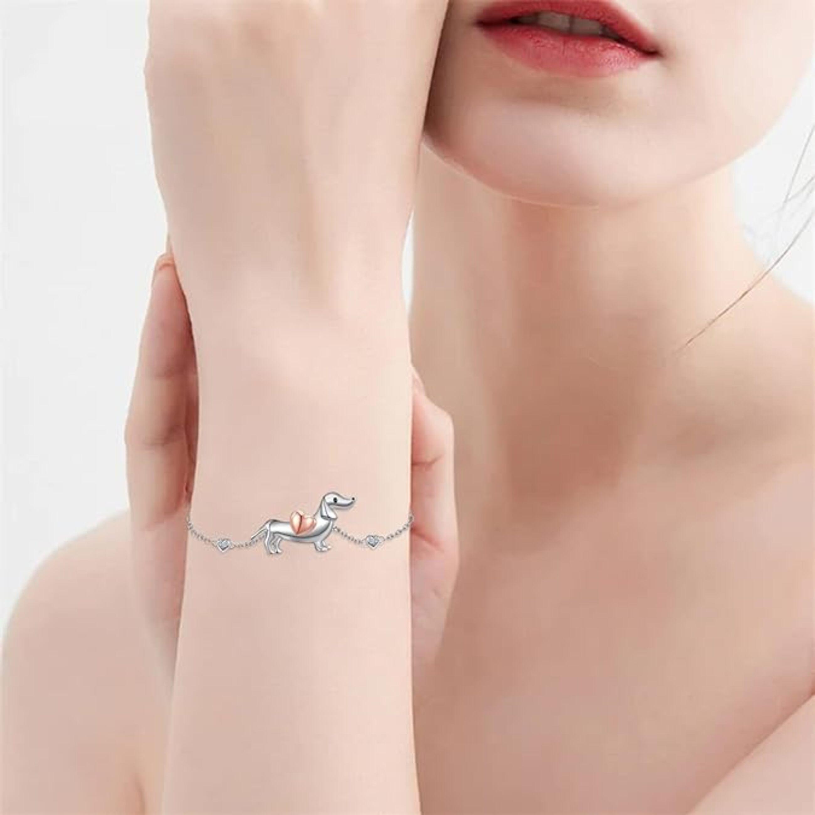 Pulsera Perro Salchicha Dachshund Plata 925 Mujer Joya-4