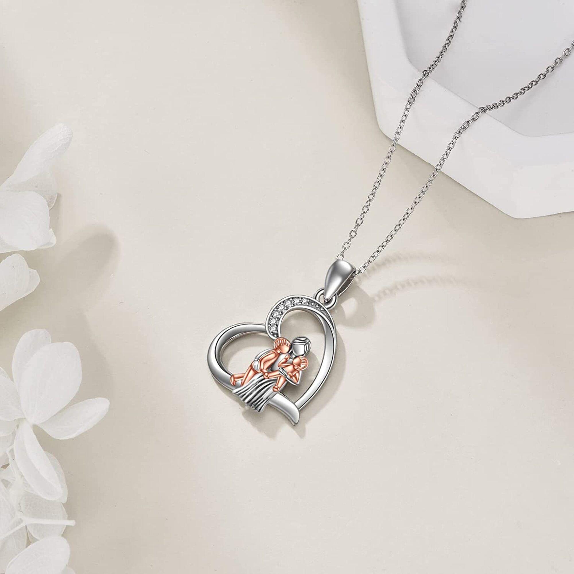 Collar Mamá Mujer Dos Hijos Plata 925-2
