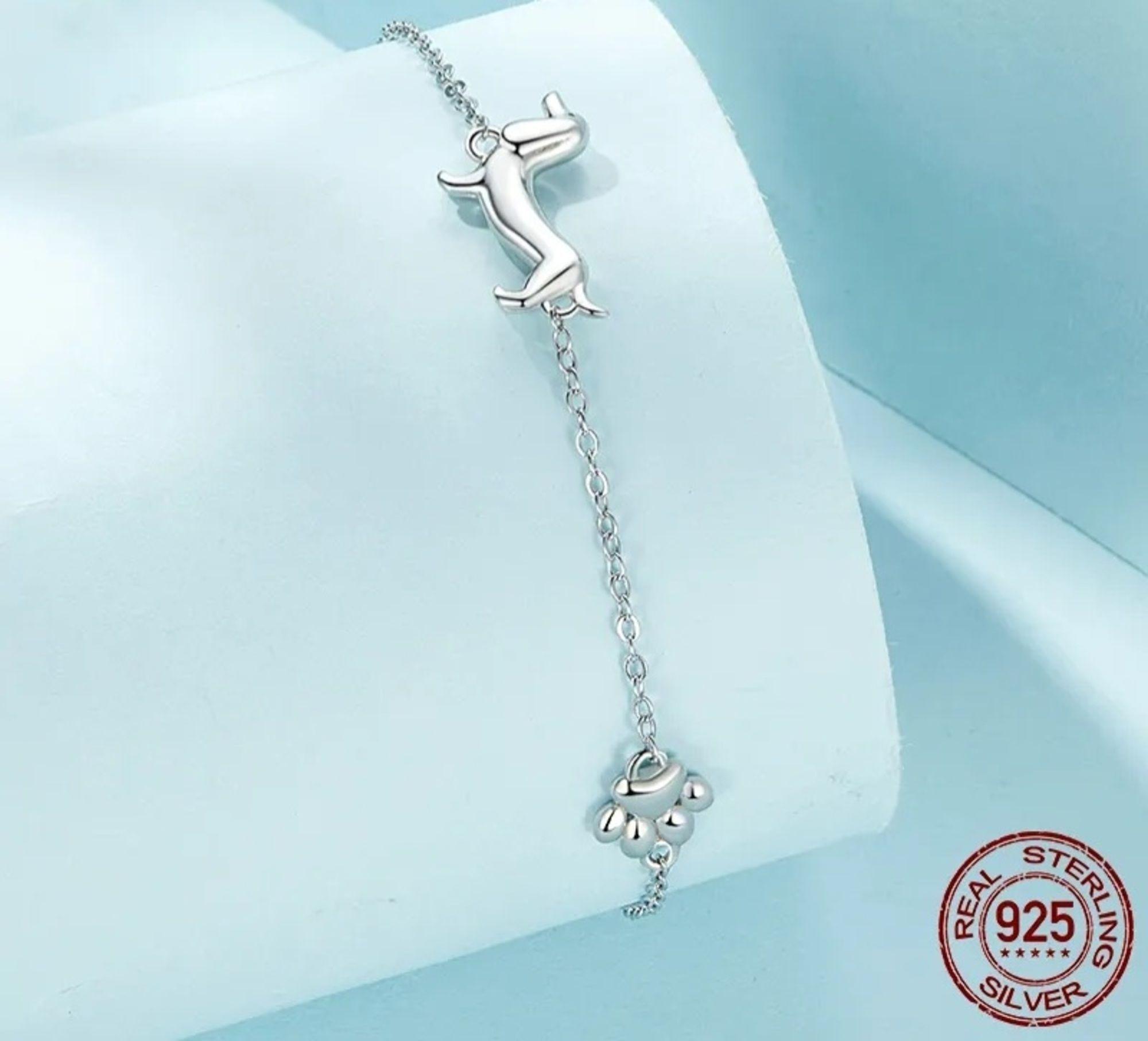 Pulsera Perro Salchicha Dachshund Plata 925-2
