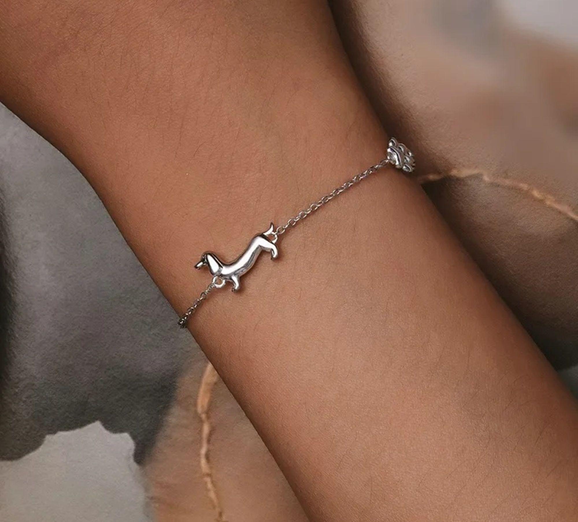 Pulsera Perro Salchicha Dachshund Plata 925-3