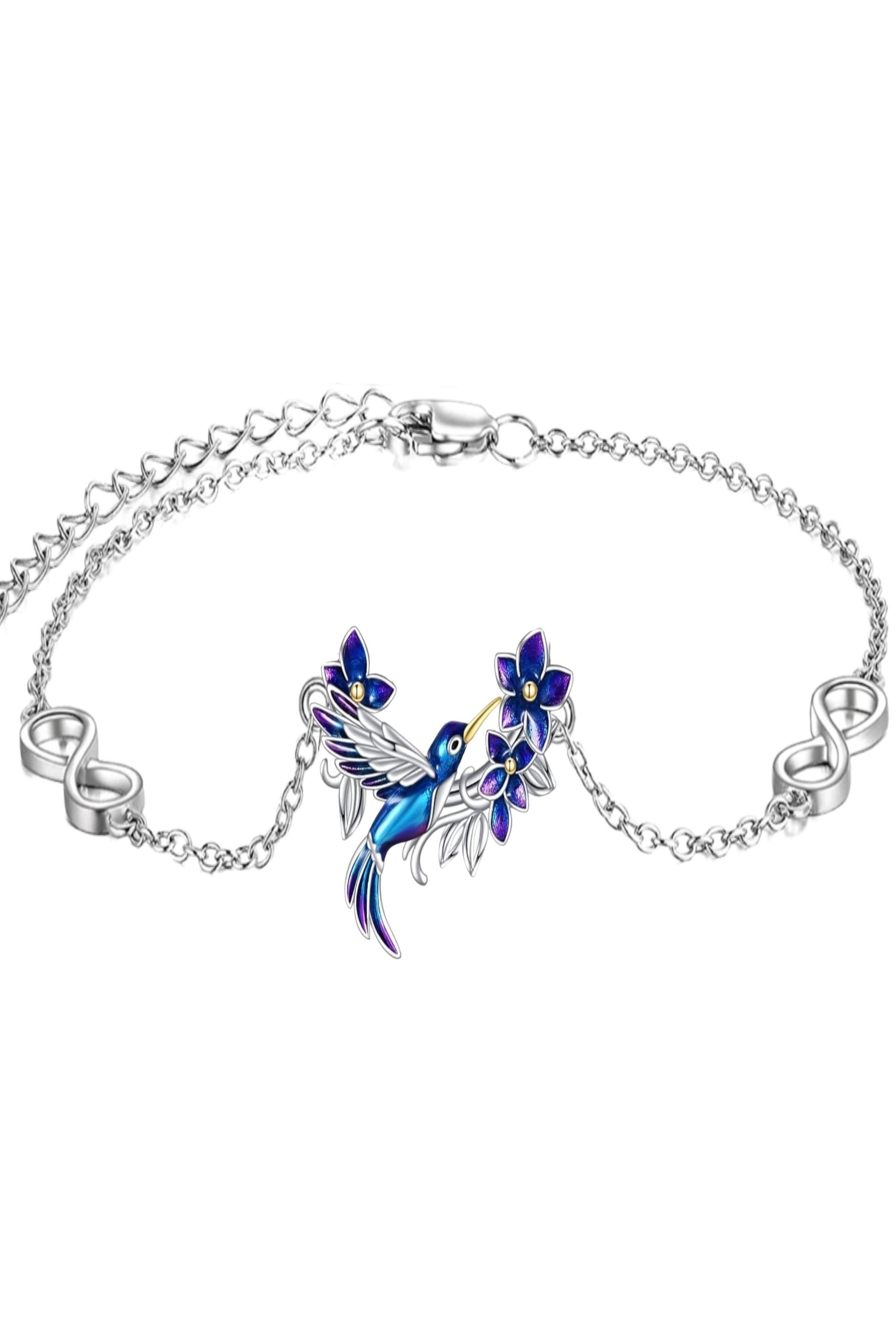 Pulsera Colibrí Flor Plata 925-0