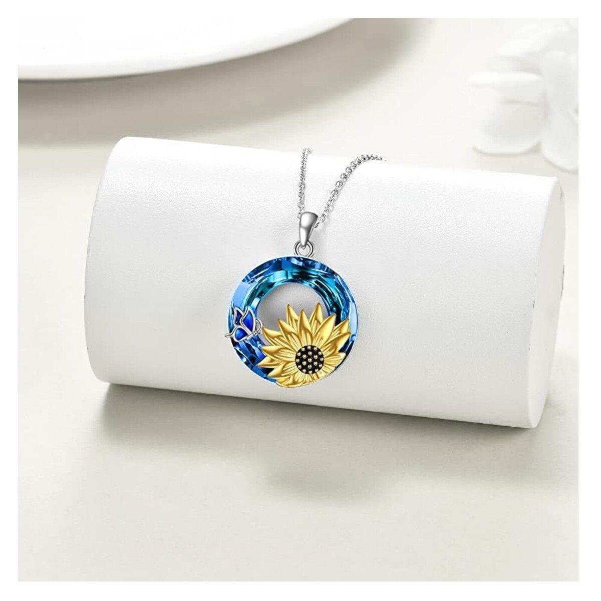 Collar Girasol Cristal Plata 925-1