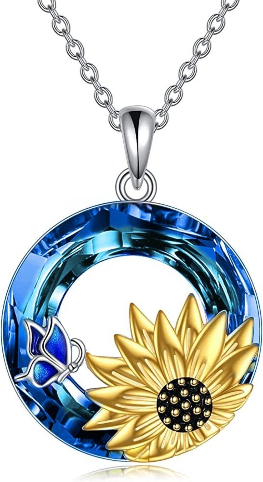 Collar Girasol Cristal Plata 925-0