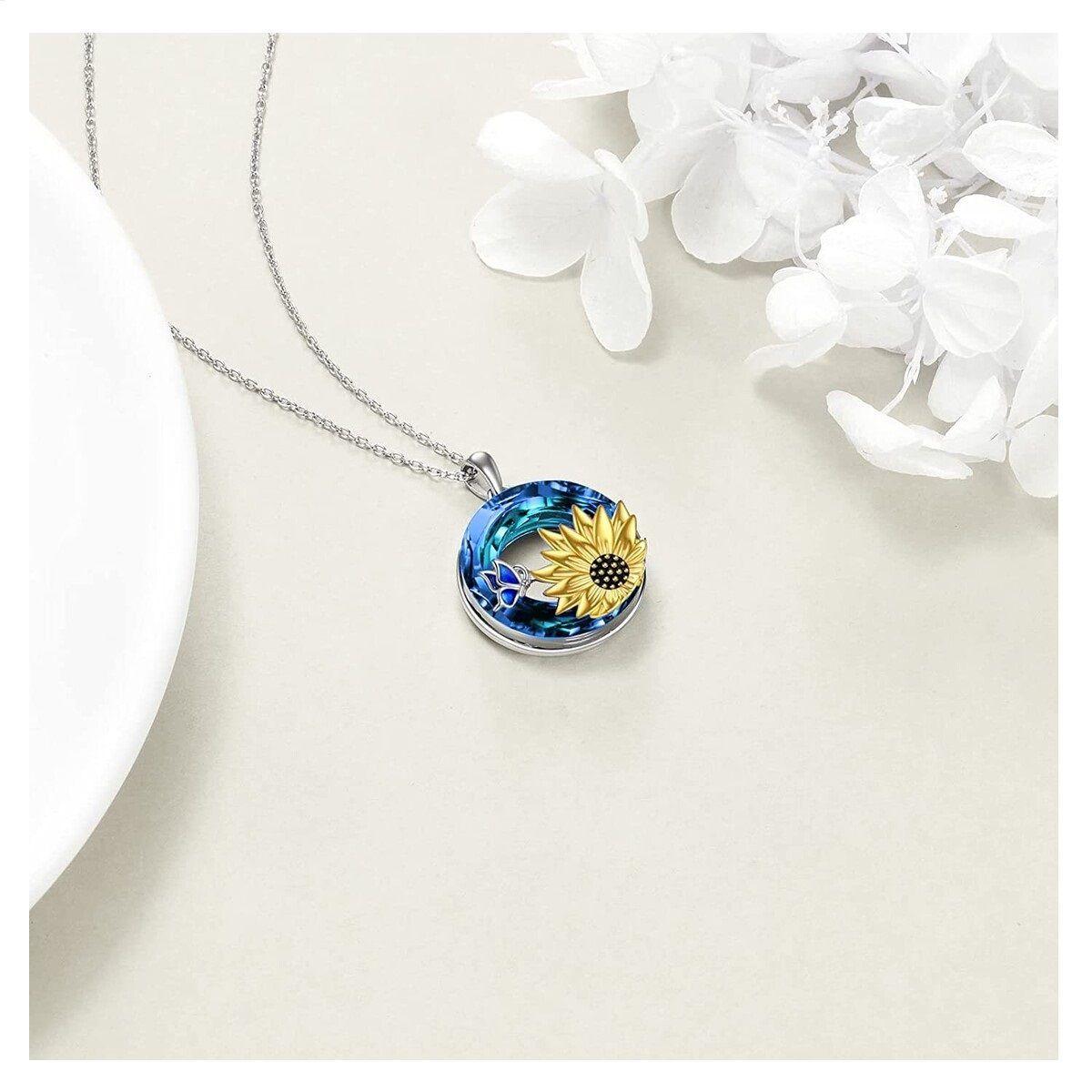 Collar Girasol Cristal Plata 925-2